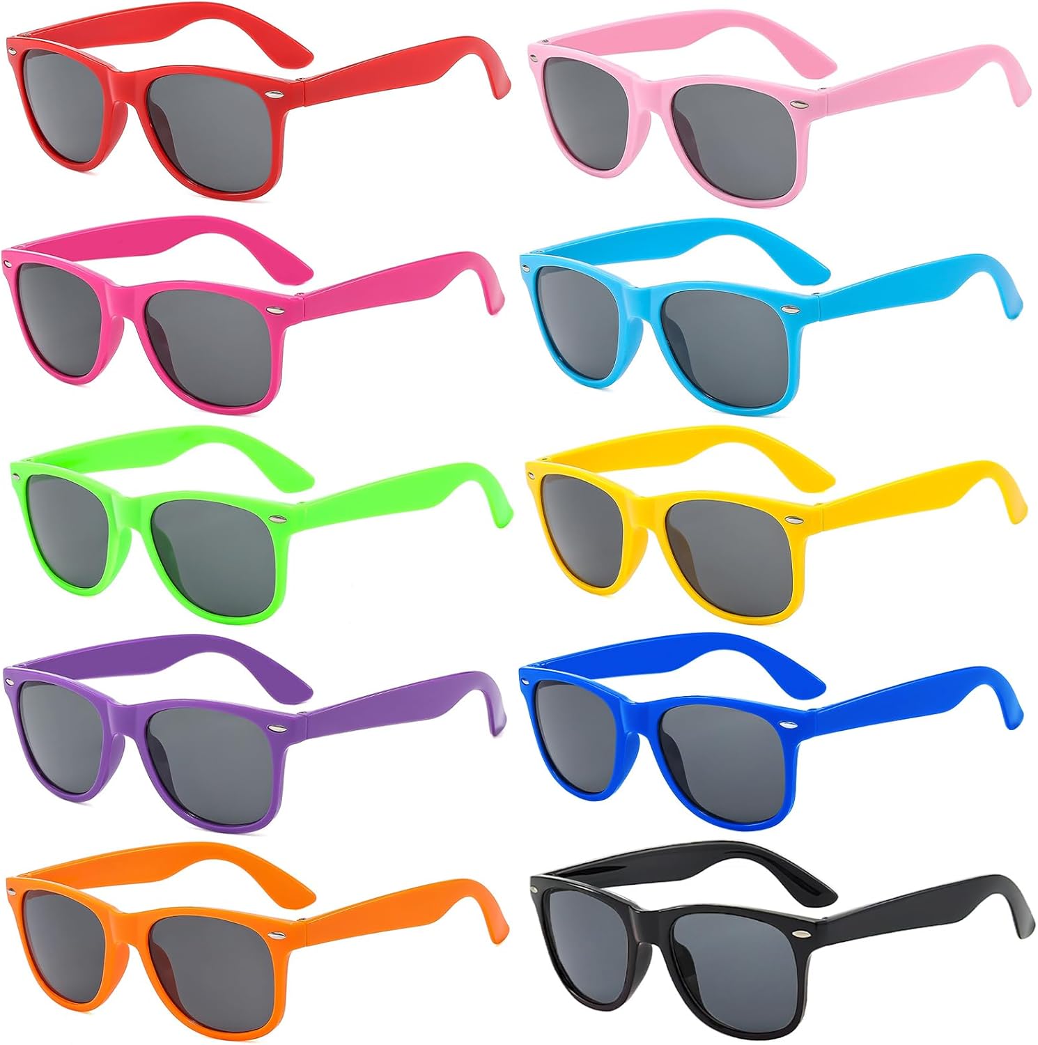 Pibupibu 10/20 Packs Adults Wholesale Neon Colors Square Retro Style Party Favors Sunglasses