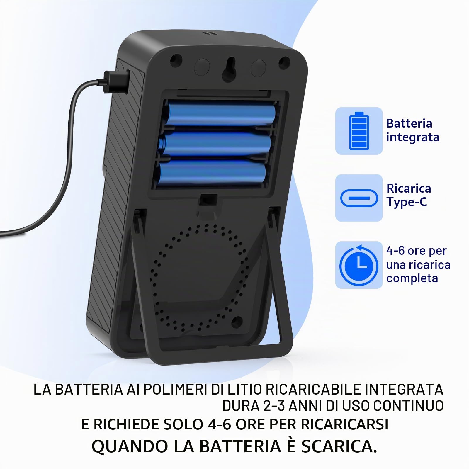 Rilevatore di Radon Digitale con Display LCD, Alimentazione a Batteria con Doppia USB, Durata della Batteria di 3 Anni, Durata del Sensore di 10 Anni, Rilevazione Accurata della Concentrazione in pCi