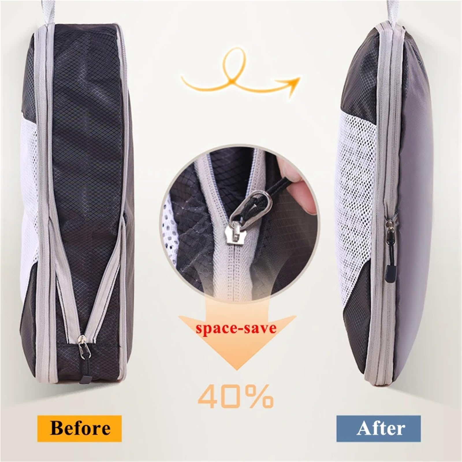 Set da 4 cubi viaggio salvaspazio for vestiti, calzini, organizer a compressione, borsa portatile for scarpe Organizer per valigie(Darkblue-A)