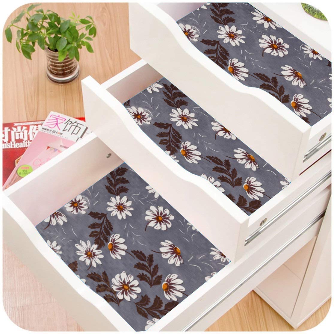 Casa-Nest PVC Multipurpose 10 mtr Long,18 Inch Wide Anti Slip Shelf Linen Roll for Cabinets, Kithen Shelves, Drawer, 18 X 10 m-Roll002 1