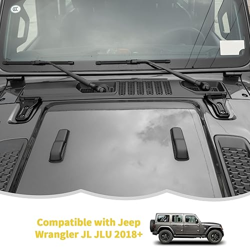 Miniatura 6 de RT-TCZ Cubierta de bisagra de capó accesorios de decoración exterior para Jeep Wrangler JL JLU y Gladiator JT 2018-2023, negro mate