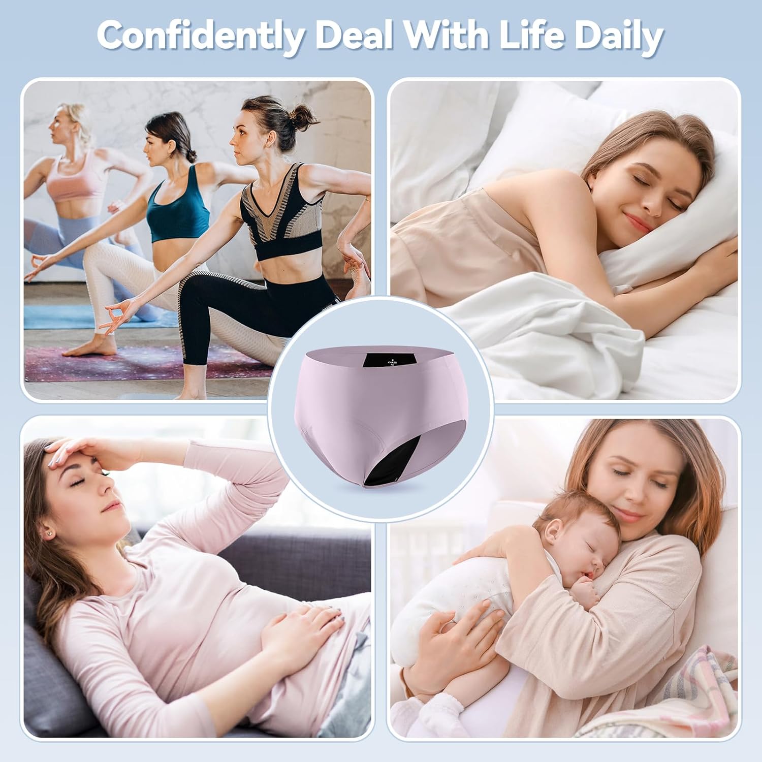 Carer Incontinence Underwear for Women, Washable Absorbency Reusable Women's Leak Proof Protection Panties for Bladder Leakage, Incontinence, Period Purple XL-2pk - Image 7