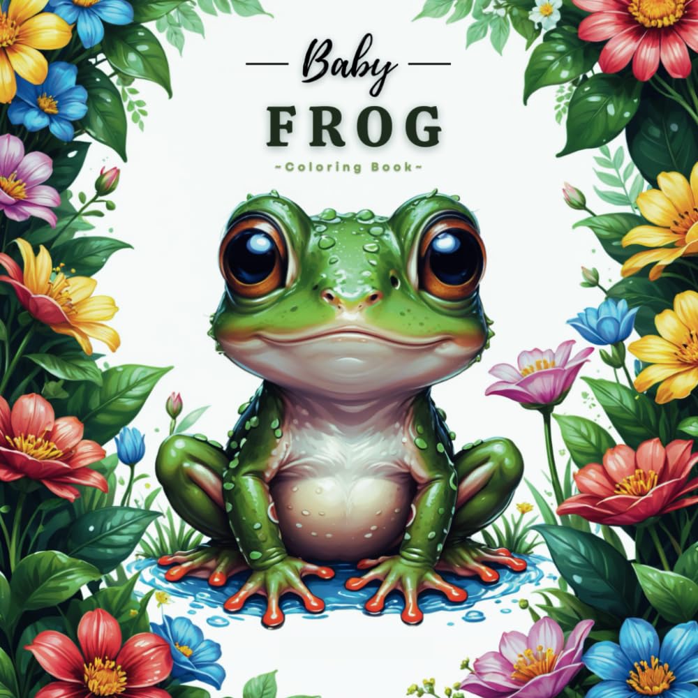 Baby Frog Coloring Book: Cute Frog Coloring Pages For Frog Lovers, With 45 Adorable Illustrations.