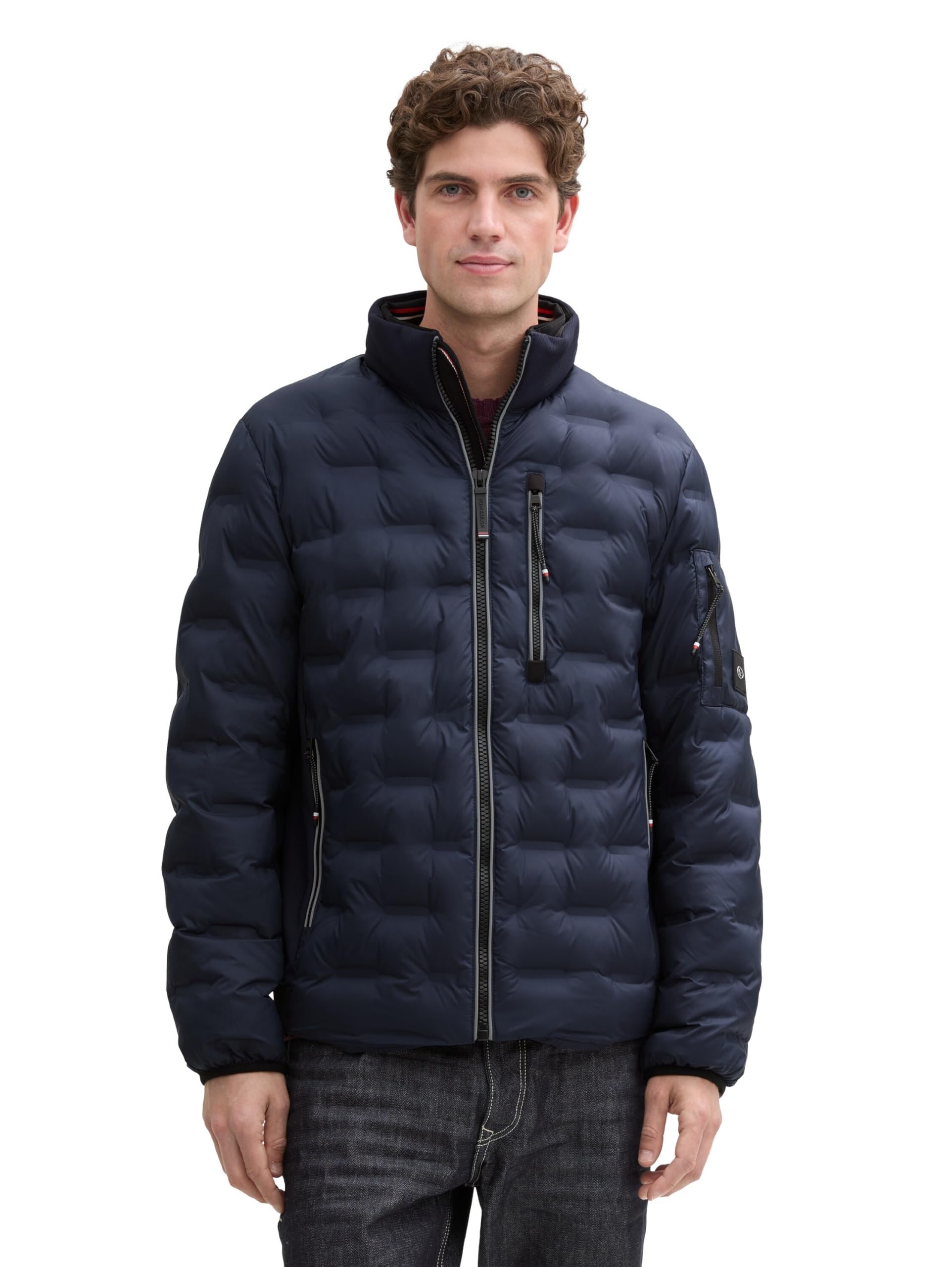 TOM TAILOR Herren Hybrid Lightweight Steppjacke mit Kapuze im Stehkragen