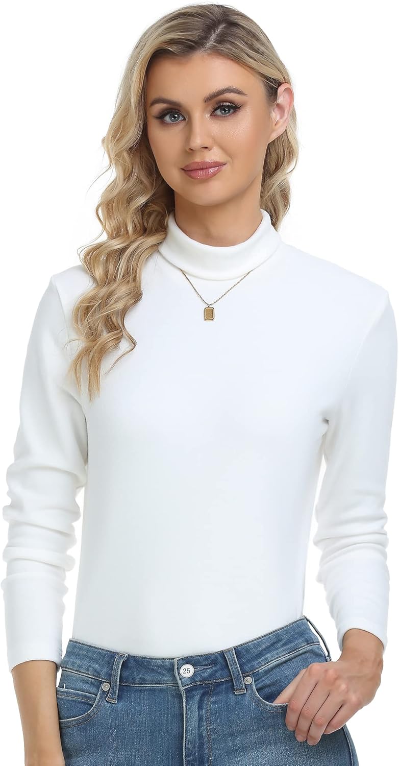 CUNYI Women's Turtle Neck Shirt Long Sleeve Thermal Tee Cotton Tops for Women - Image 3