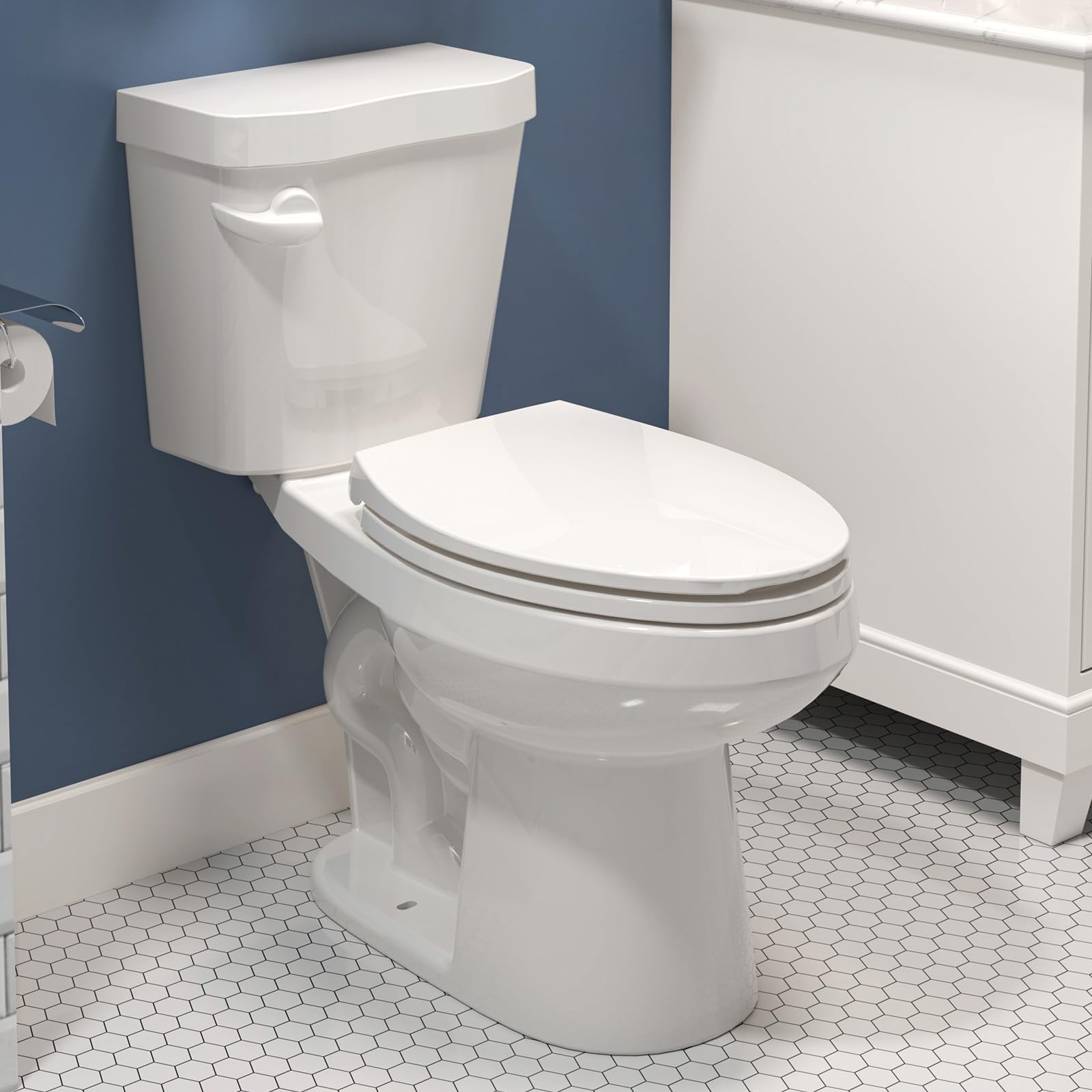 HOROW 17 Inch Tall Toilet, Two-Piece Elongated Toilet with ADA Comfort Chair Height Seat, Powerful 1.28 GPF Single Flush Toilet for Bathroom, 12