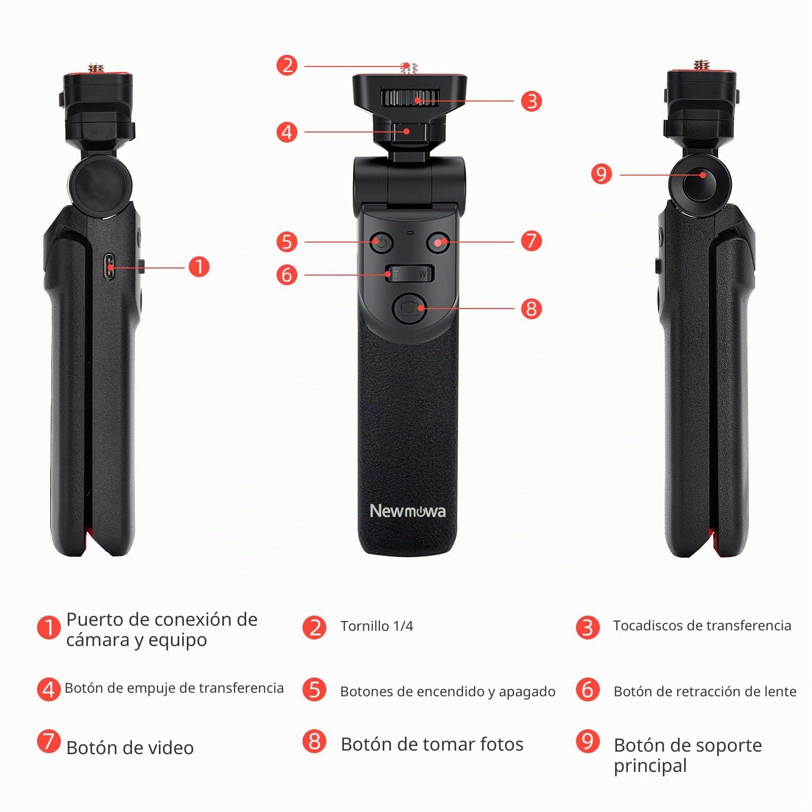 Newmowa Mini trípode portátil de Mano para Sony ZV1 RX100 VII M1 M2 M3 M4 M5 M6 M7 A6000 a6100 a6300 A6400 A6500 A6600