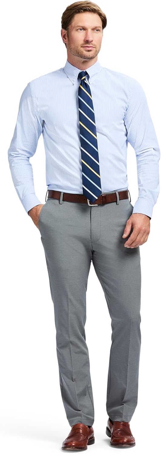 Izod Mens Slim Fit Dress Shirt Long Sleeve Wrinkle Free Stretch Button Down Collar - Image 4