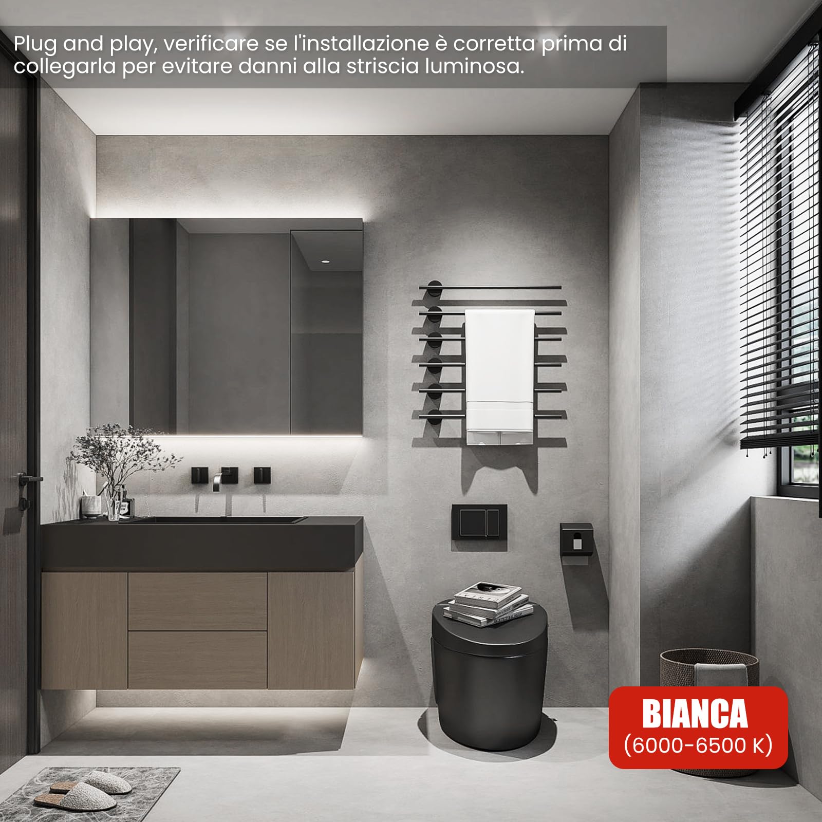 Wisada Striscia LED 220V SMD 2835, 120 LED/m, IP65 impermeabile, Striscia LED flessibile per lucernario Soggiorno Decorazione cucina (Bianco (6000-6500K), 10M)