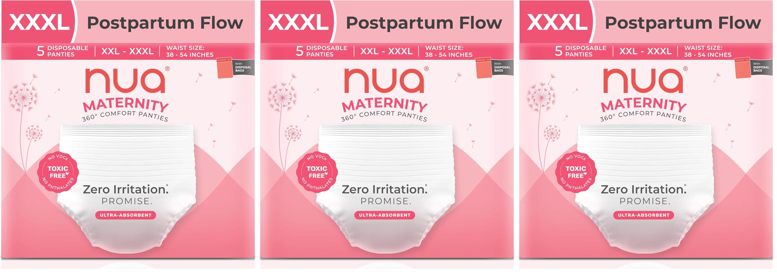 Nua Ultra-Safe Maternity Panties Xxl-Xxxl (38-54 Inches)|Postpartum Bleeding & Clots|4X More Absorbent|360 Degree Protection|25% Longer Absorbent Core|Super Soft Top Sheet|Safe On Skin,3 Count-image-21