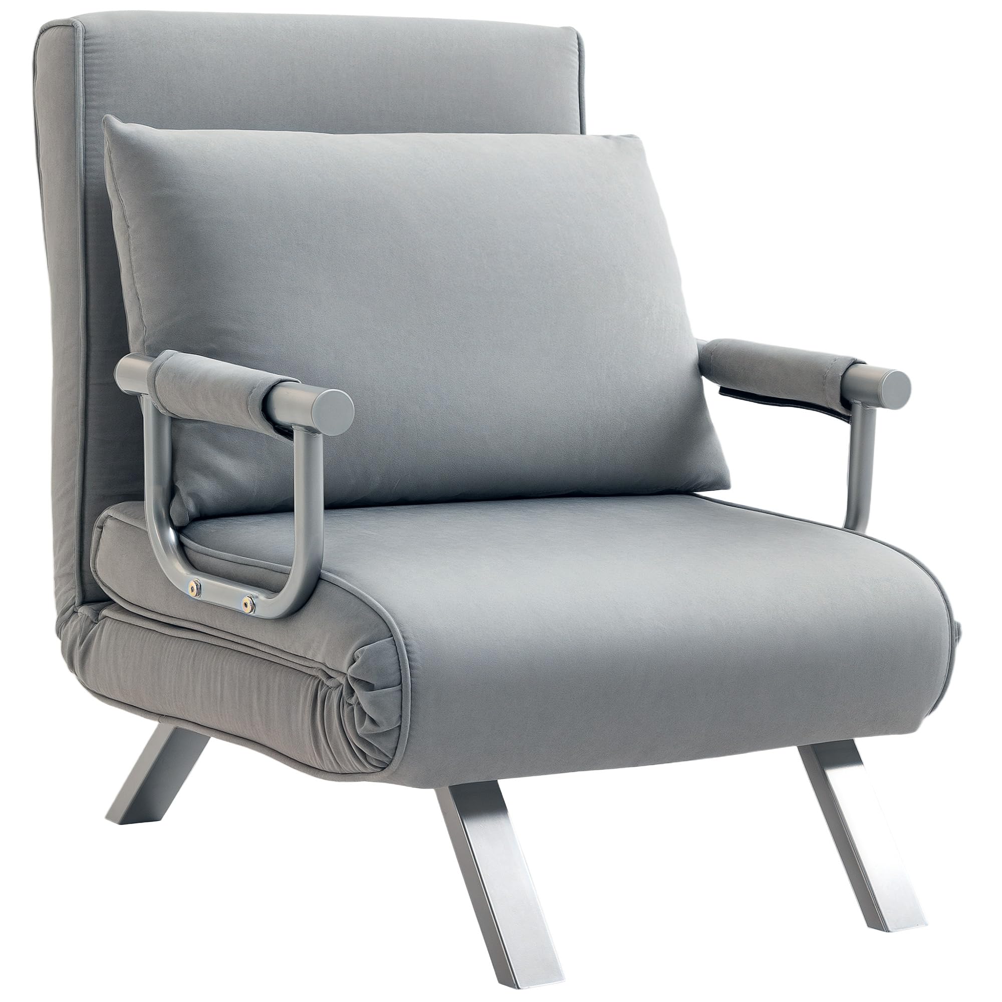 Homcom Single Folding 5 Position Convertible Sleeper Chair Bed Light Grey from B&Q