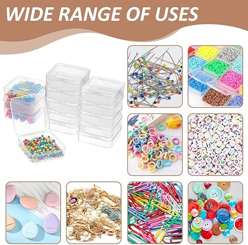 Miniatura 6 de BENECREAT Paquete de 18 mini recipientes cuadrados de plástico transparente de 2.5 x 2.5 x 0.78 pulgadas, organizadores de joyas con tapa para