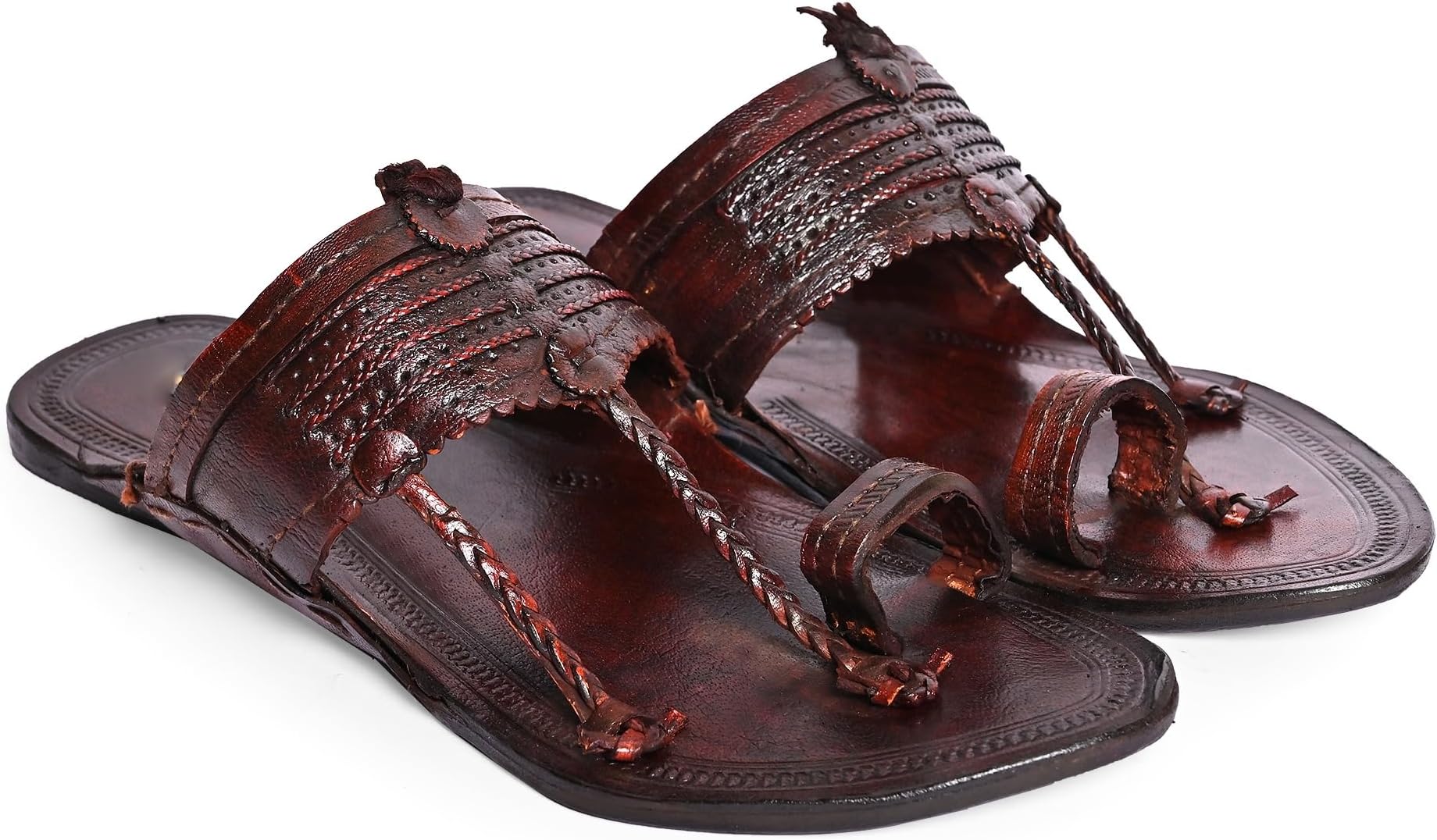 GENERICKolapuri Chapal Men's Stylish Original Leather Kolhapuri Chappal, Slippers, Shoes, Mojaris, Ethnic Footwear, Jutti