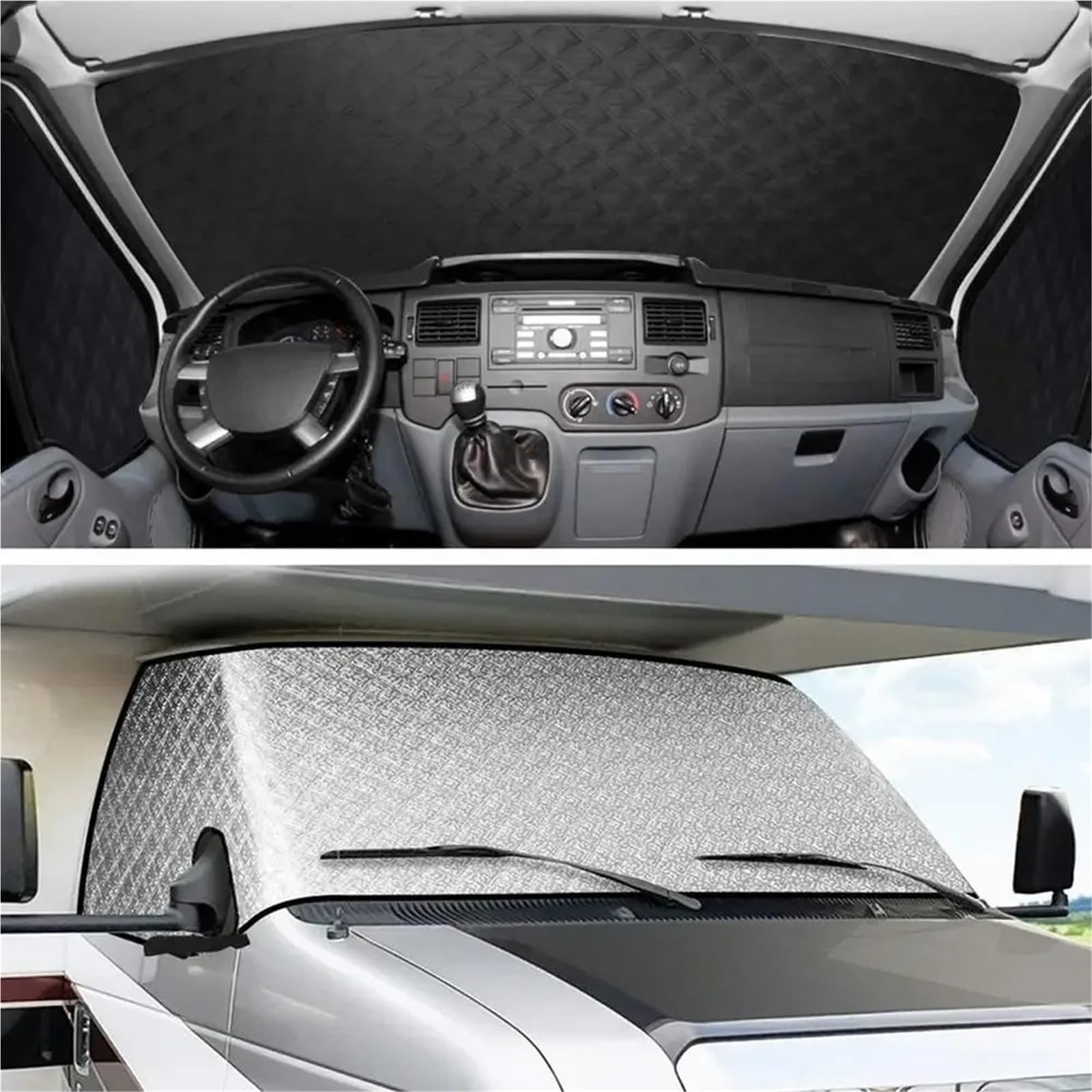 Parasoles Coche para Ford E450 Clase C 1997-2022, Cubierta De Nieve para Ventana RV, Parasol Delantero, Accesorios para Autocaravana, Parabrisas