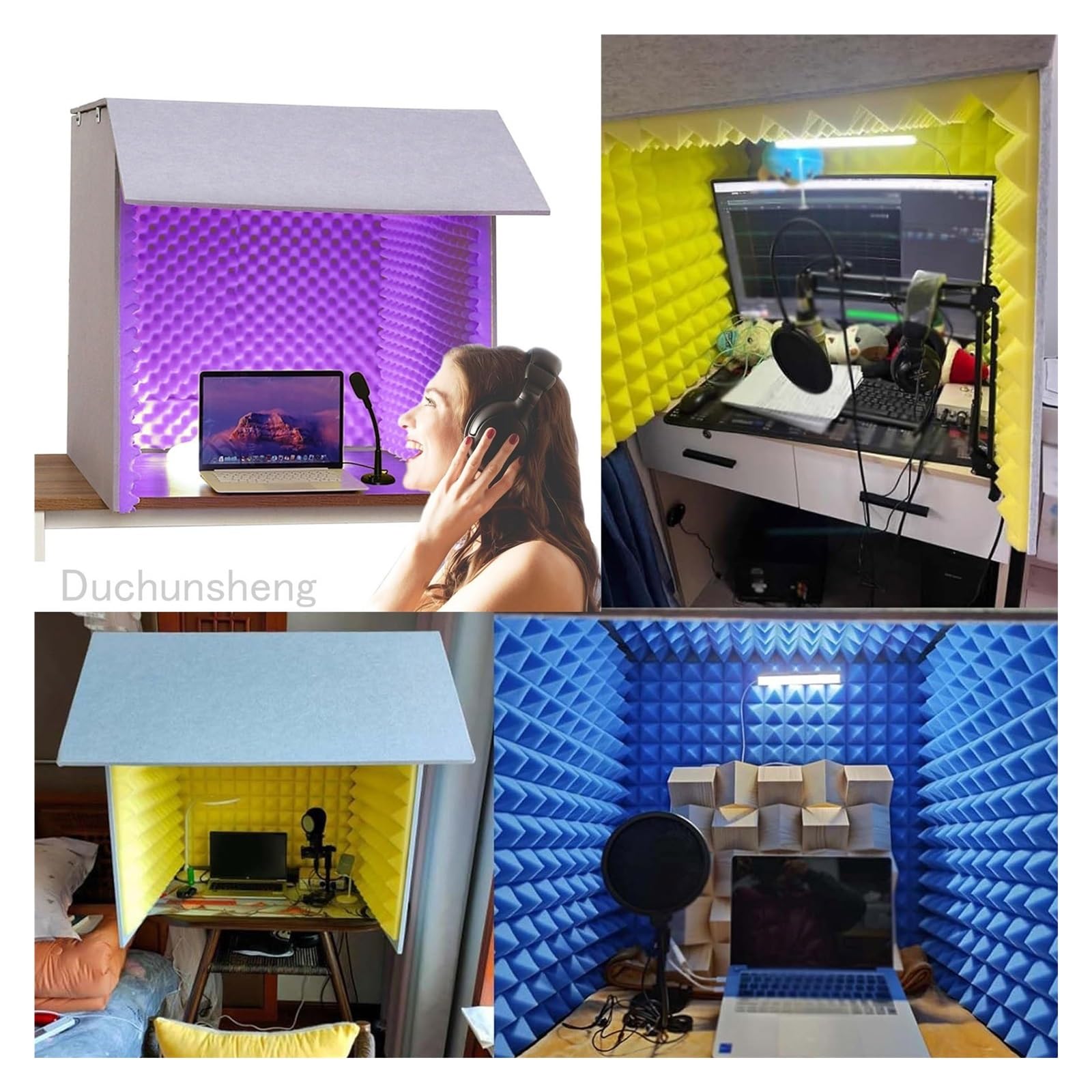 V3VOGUE Paneles De Aislamiento De Ruido Aislante Acustico Plegable Cabina Insonorizada Cabina Vocal, Panel De Espuma Acústica Insonorizada para Micrófono, para Grabación Aislamiento Acústico