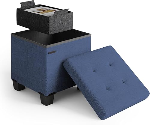 Miniatura 289 de Otomana plegable para dormitorio o sala de estar, con contenedores de almacenamiento, reposapiés para el extremo de la cama, soporta hasta 660 lb,