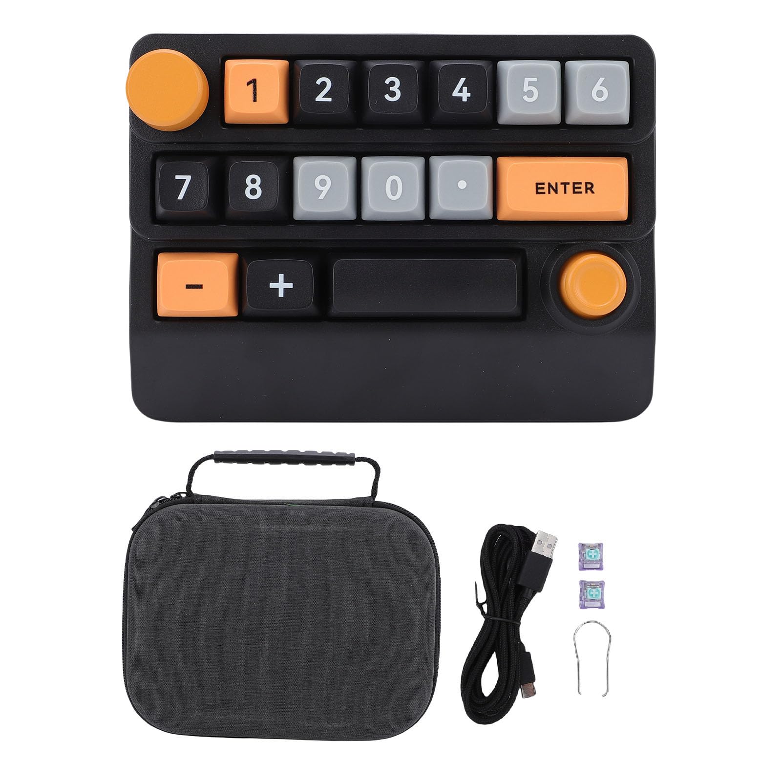 Cuifati Pavé Numérique Mécanique RVB sans Fil, Clavier Macro Programmable à 15 Touches Remplaçable à Chaud avec Bouton de Commande du Joystick du pavé Numérique, pour PC Portable IOS (Jaune Noir Bleu)