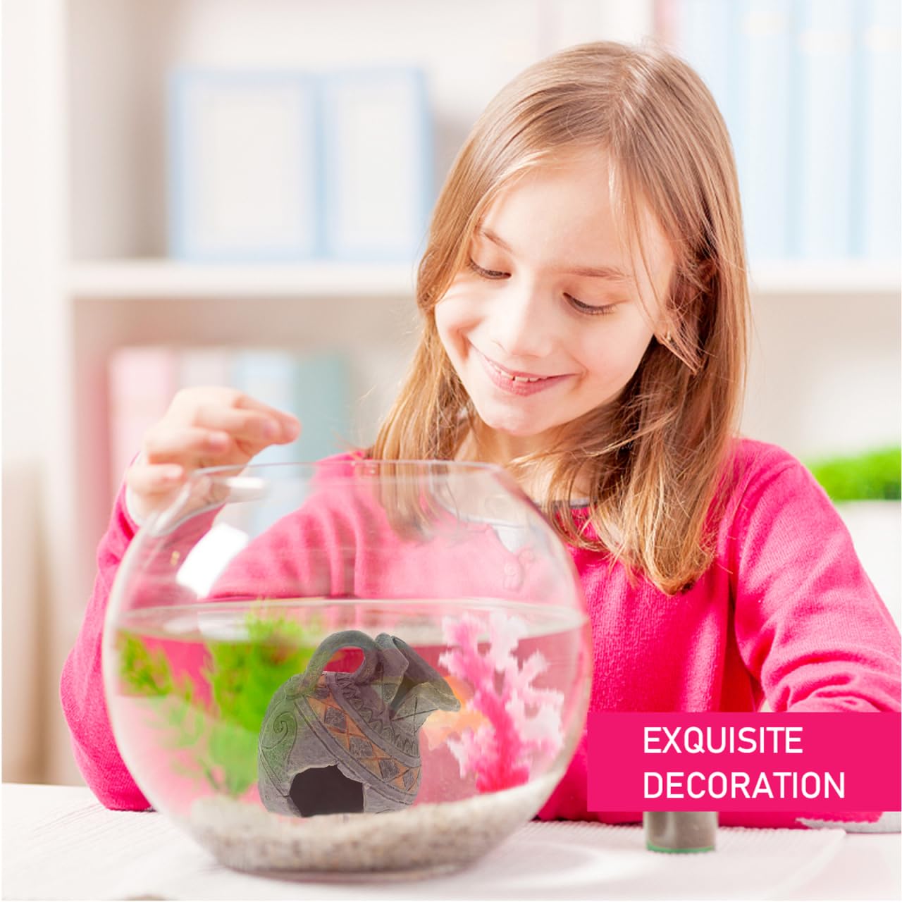 TEHAUX Ornements en résine pour aquarium, cachette pour aquarium, cachette pour aquarium et crevettes