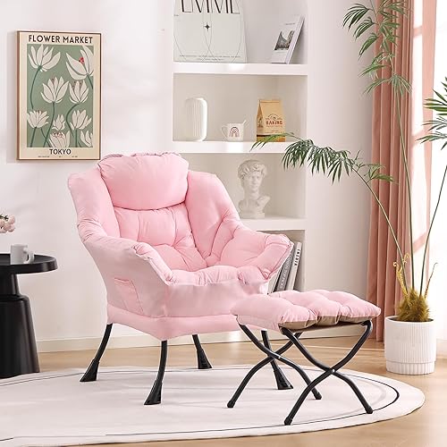 Miniatura 105 de Welnow Silla Lazy con otomana, moderna silla de descanso con reposabrazos y un bolsillo lateral, sillón para sofá de ocio, sillón de lectura
