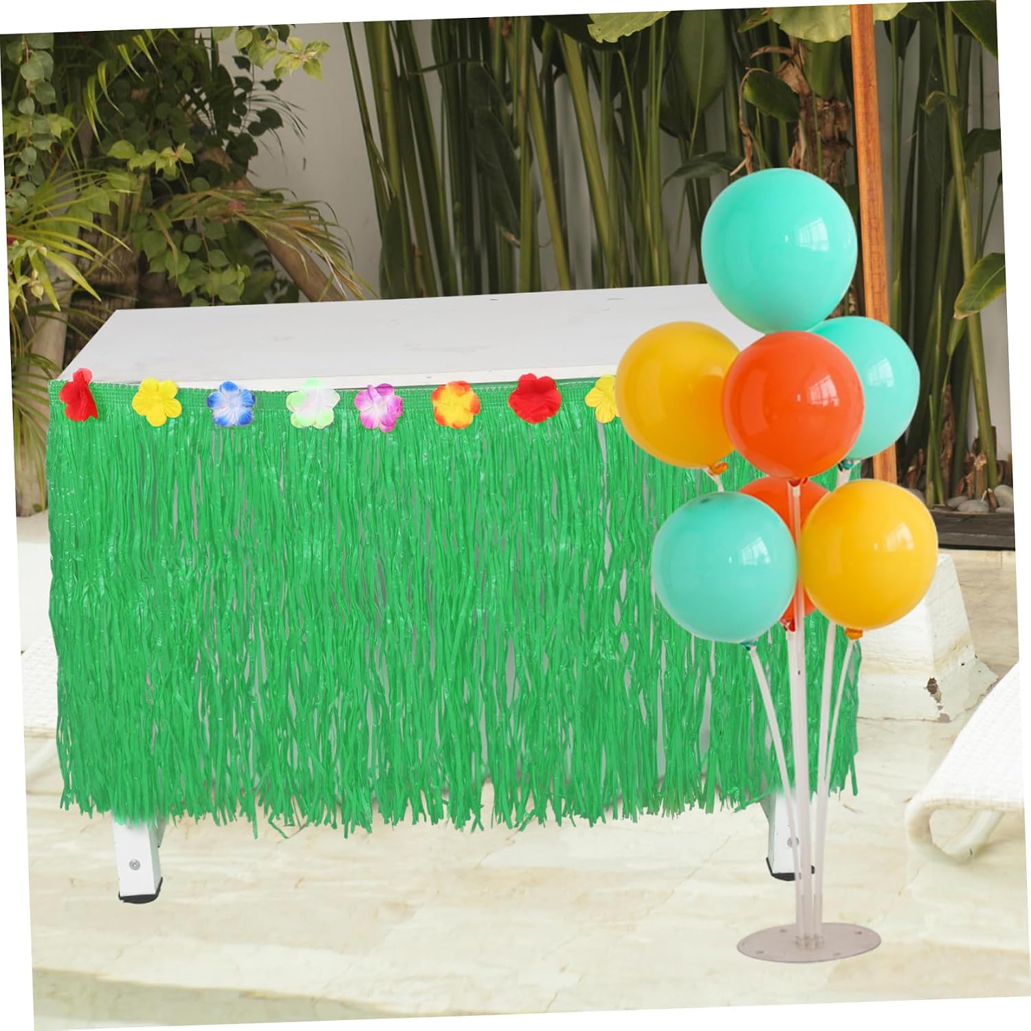 Hawaiian Party Table Skirt Green PP Fabric Luau Decorations