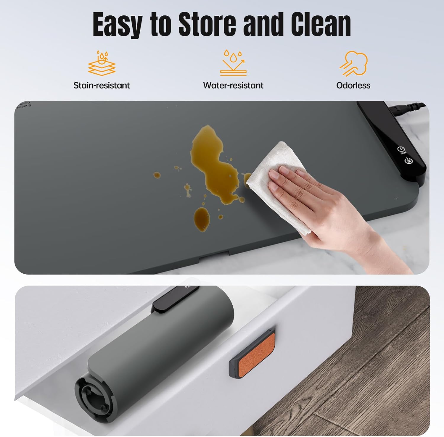 Electric Warming Tray, Rollable Food Warming Mat with 5 Temperature 6 Timer Setting Warming Tray Food Warmer Versatile Electric Warming Hot Plates Trays Heat Pad for Parties Home Travel