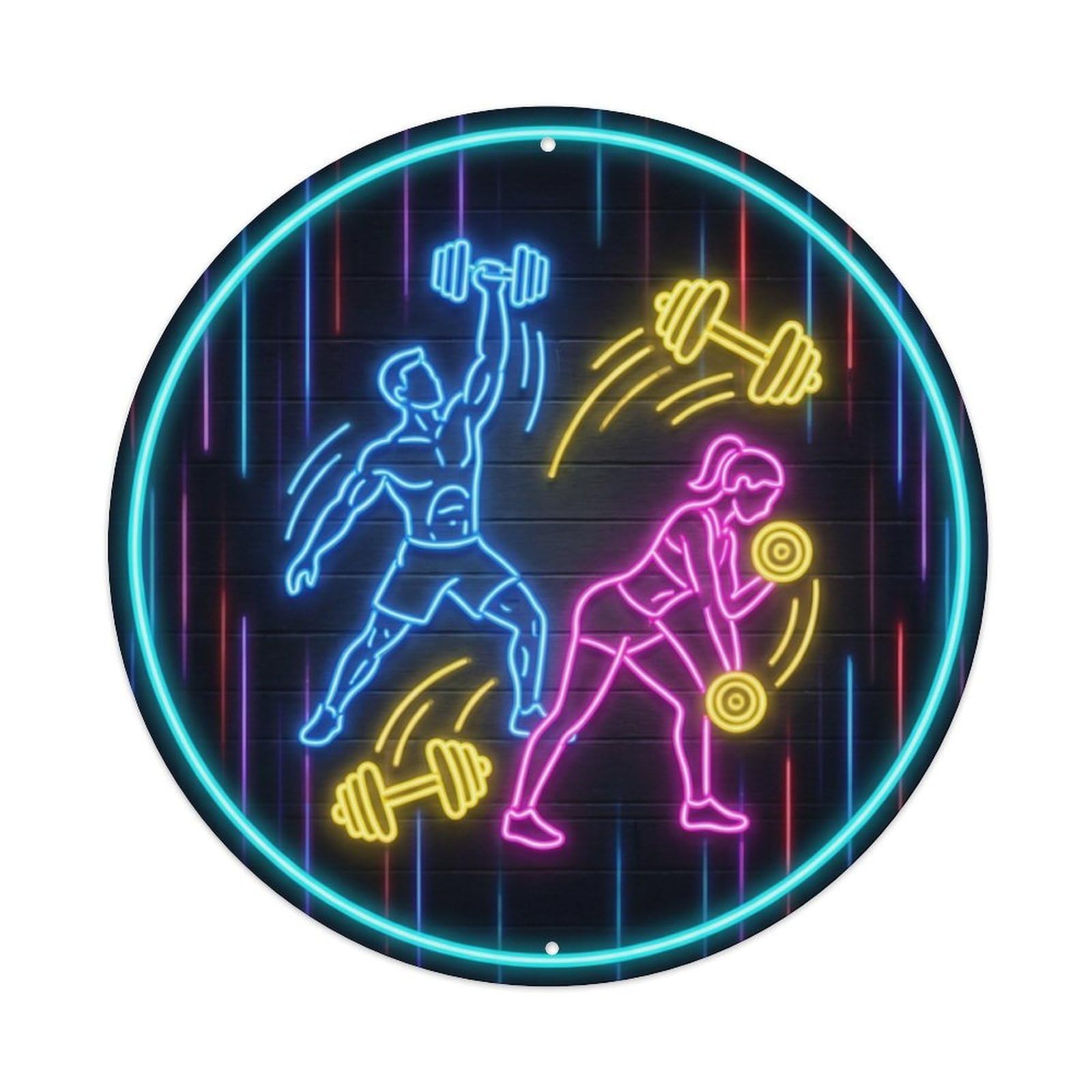 Vintage Faux Neon Gym Retro Bodybuilding Fitness Training Metal Tin Sign