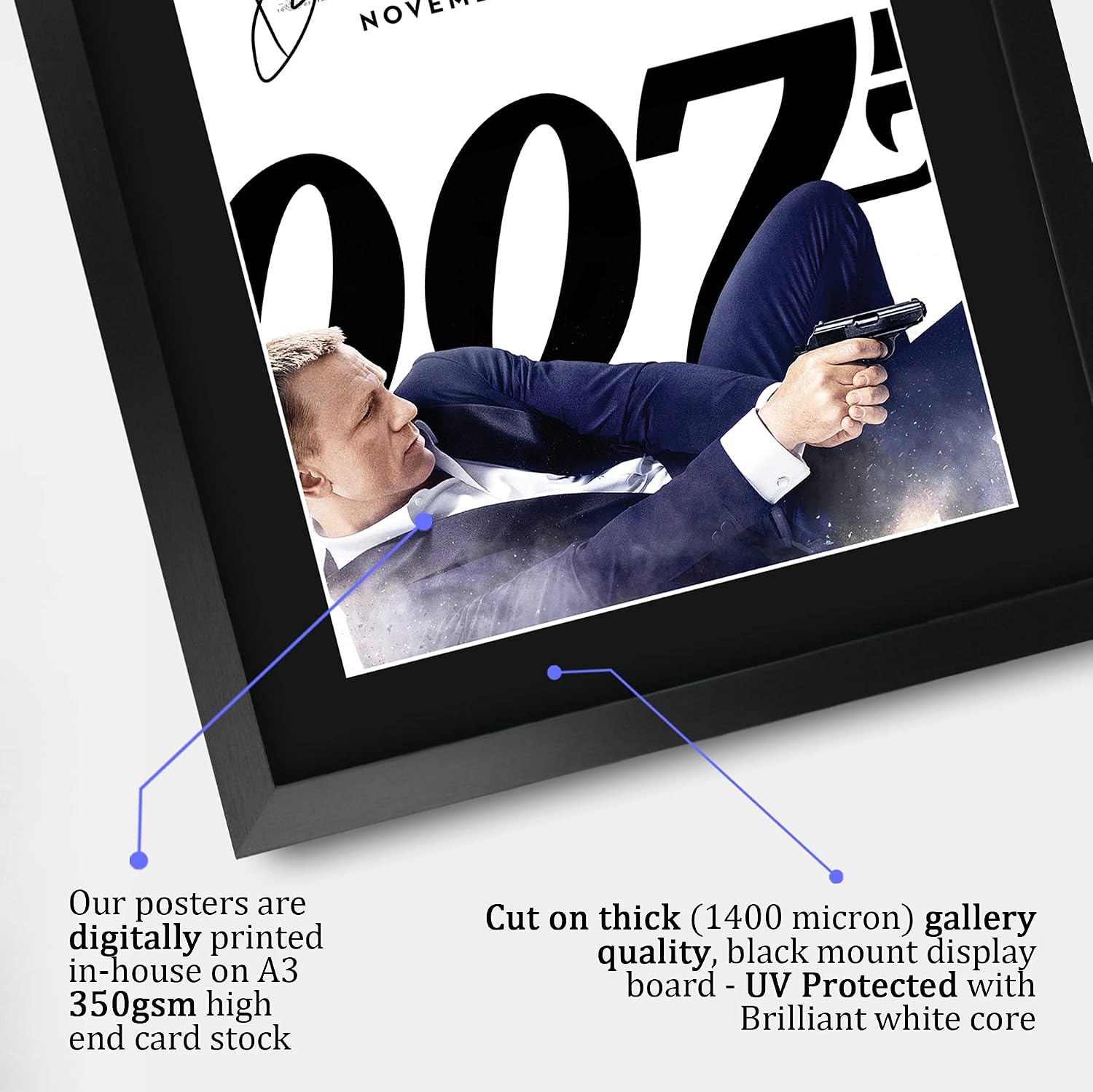 HWC Trading James Bond - Skyfall Movie Poster Daniel Craig Signed 16 x 12 inch Framed Gift Printed Autograph Film Print Photo Picture Display - 16" x 12" Framed