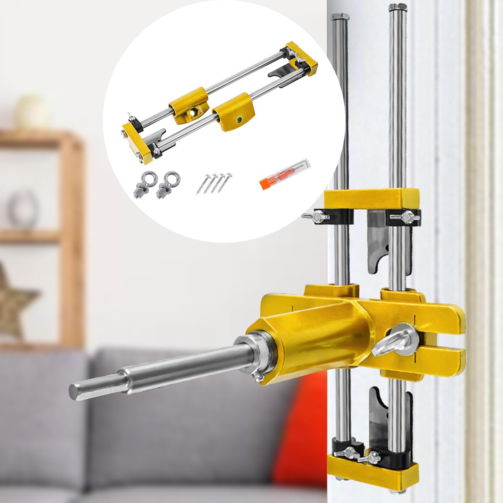 Kit de abridor de Orificios para Cerradura de Puerta de Madera, Plantilla de mortaja con Ranura de precisión para Amoladora Angular, instalación Sencilla