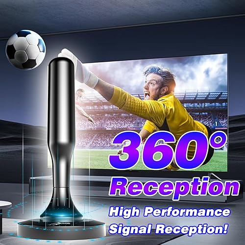 Vista 5 de HIDB Antena de TV para Smart TV en interiores, antenas digitales HD para interiores con base magnética fuerte, fácil instalación, recepción de largo