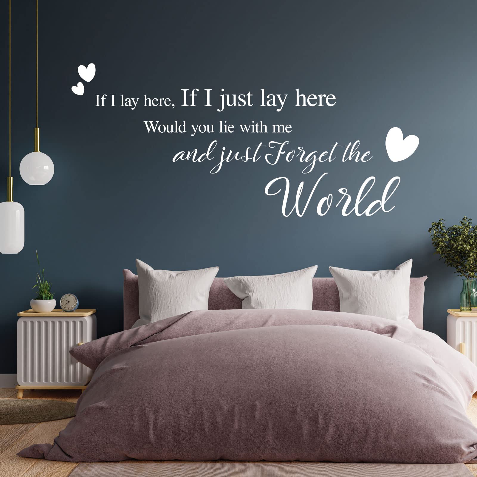 If I Lay here... Would You Lie with me and just Forget the World - Wall Quote, Wall Art Sticker [XLarge] [White]