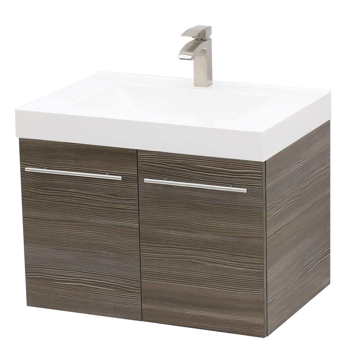 WINDBAY Wall Mount Floating Bathroom Vanity Sink Set. Taupe Vanity, White Integrated Sink Countertop - 23.25"