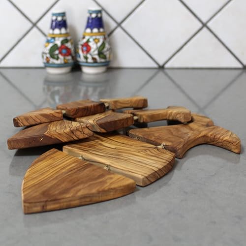 Miniatura 3 de Juego de 3 salvamanteles de madera de olivo en forma de pez, soporte resistente al calor, un posavasos hecho en Jerusalén, la Tierra Santa, la mejor