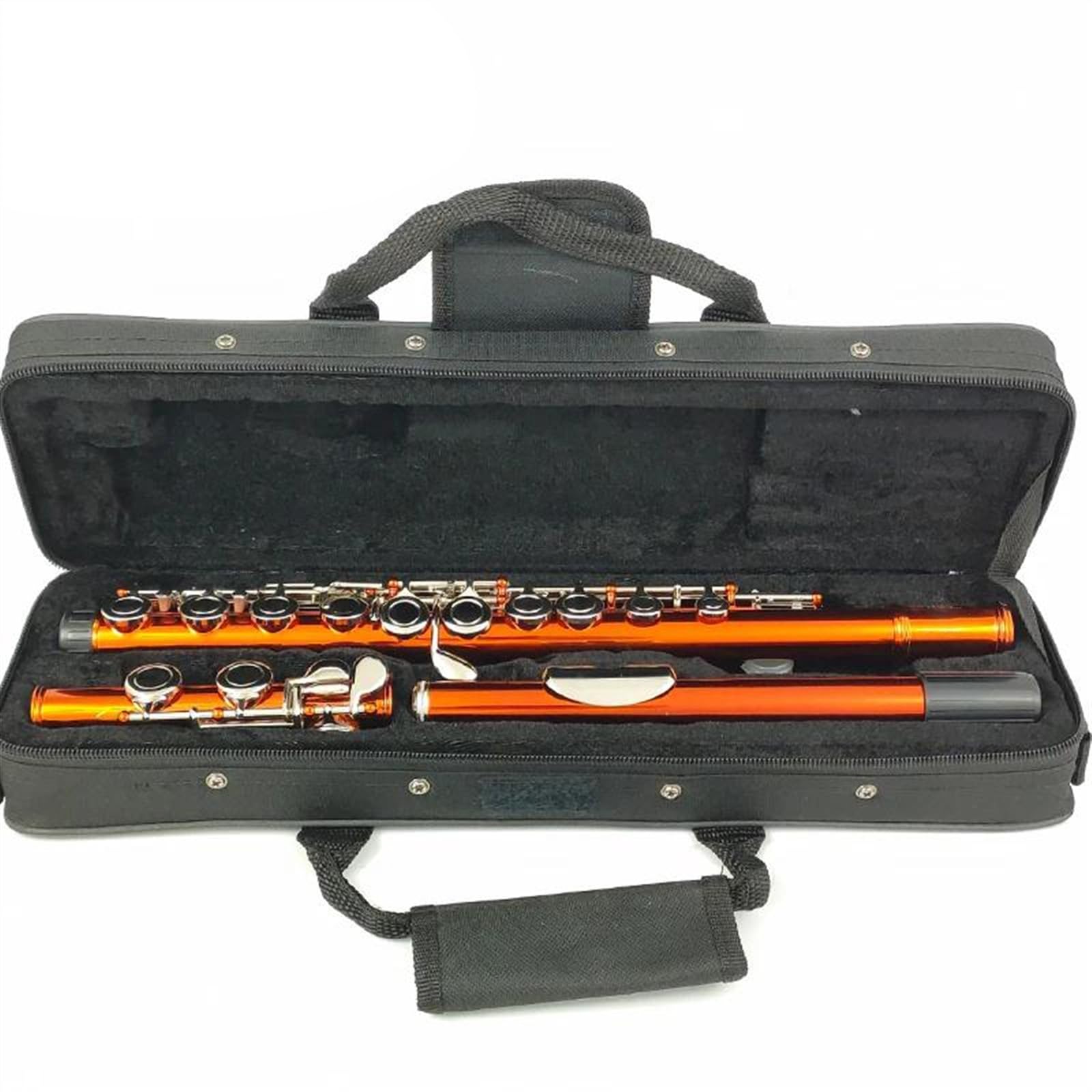 Flauta Naranja Con 16 Agujeros Cerrados, Teclas C, Cuerpo Niquelado De Cuproníquel, Flauta Con Llave E Flauta Travesera Kit