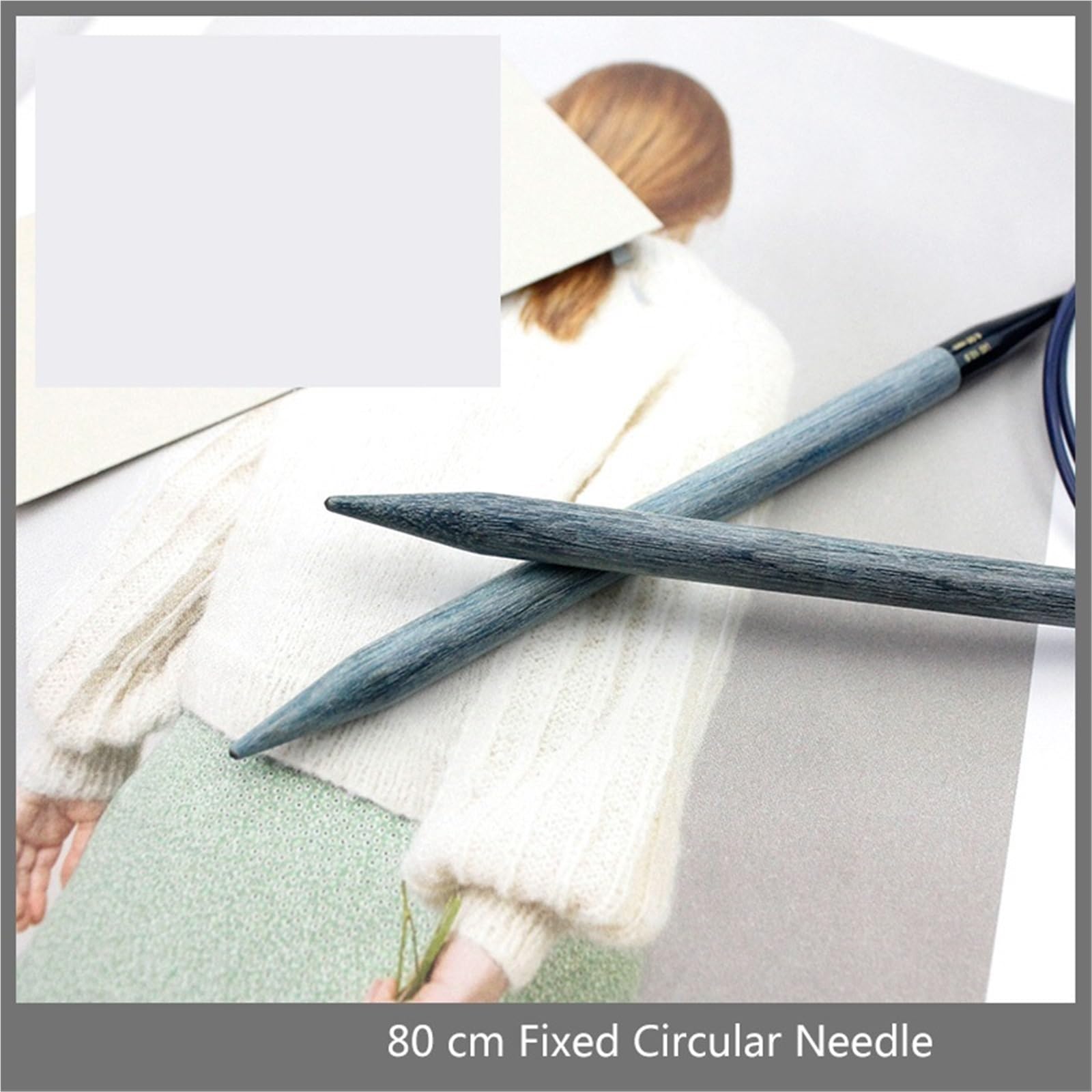 Agujas de tejer circulares fijas 80CM, aguja anillo madera hecha a mano, DIY, agujas Aguja de tejer(10.0mm)