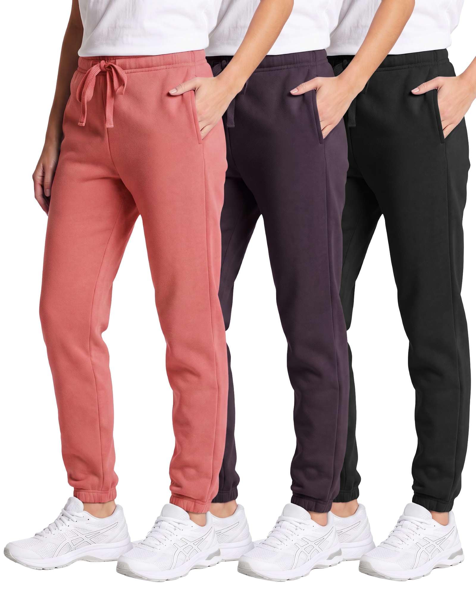 3 Pack Girls' Cotton Fleece Joggers Sweatpants Kids Teens Pants Sweats