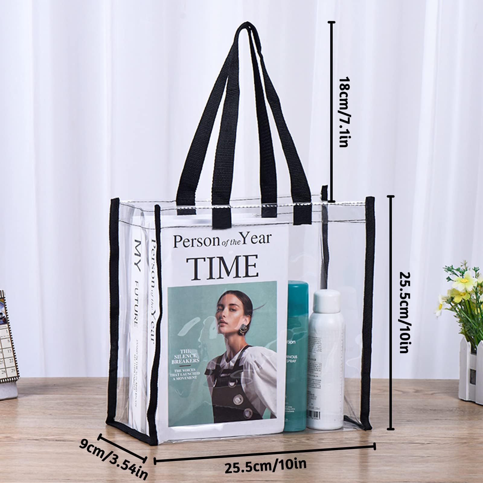 4 Stück Durchsichtige Tasche,Transparente Tragetasche Große,Transparent Umhängetasche Tragetasche, für Camping, Sport, Fitnessstudio, Männer, Frauen