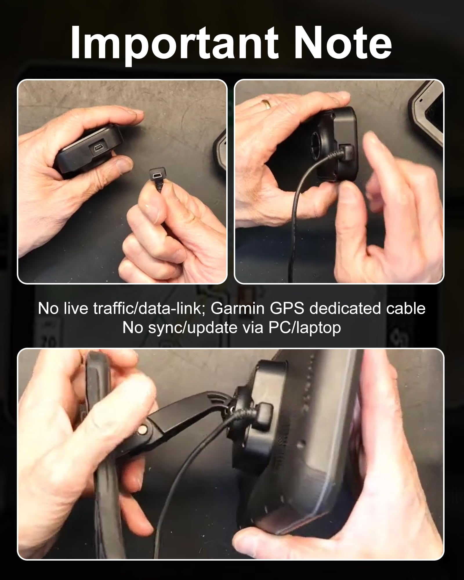 VASTHOME Cargador de coche mini USB de 11.5 pies (138 pulgadas) para Garmin GPS, Nuvi, Dezl, Drive y Dash Cam | Cable de alimentación de vehículo de 12-36 V PD20W QC18W - Sin función de tráfico, 2