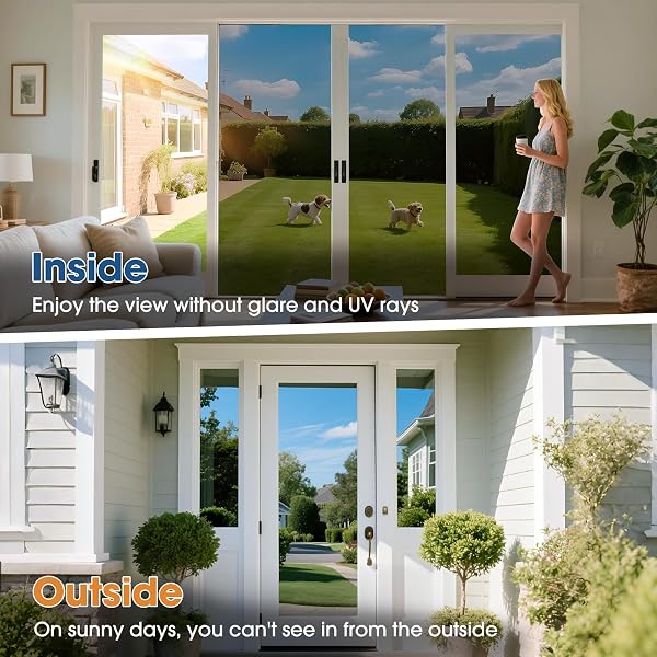 Lifetree Reflective One Way Window Film Privacy: Mirror Window Tint Film Heat Control Sun Blocker, UV Anti Glare Film Clear Day and Night for Home Office (Silver, 44.5 * 200cm) - 5