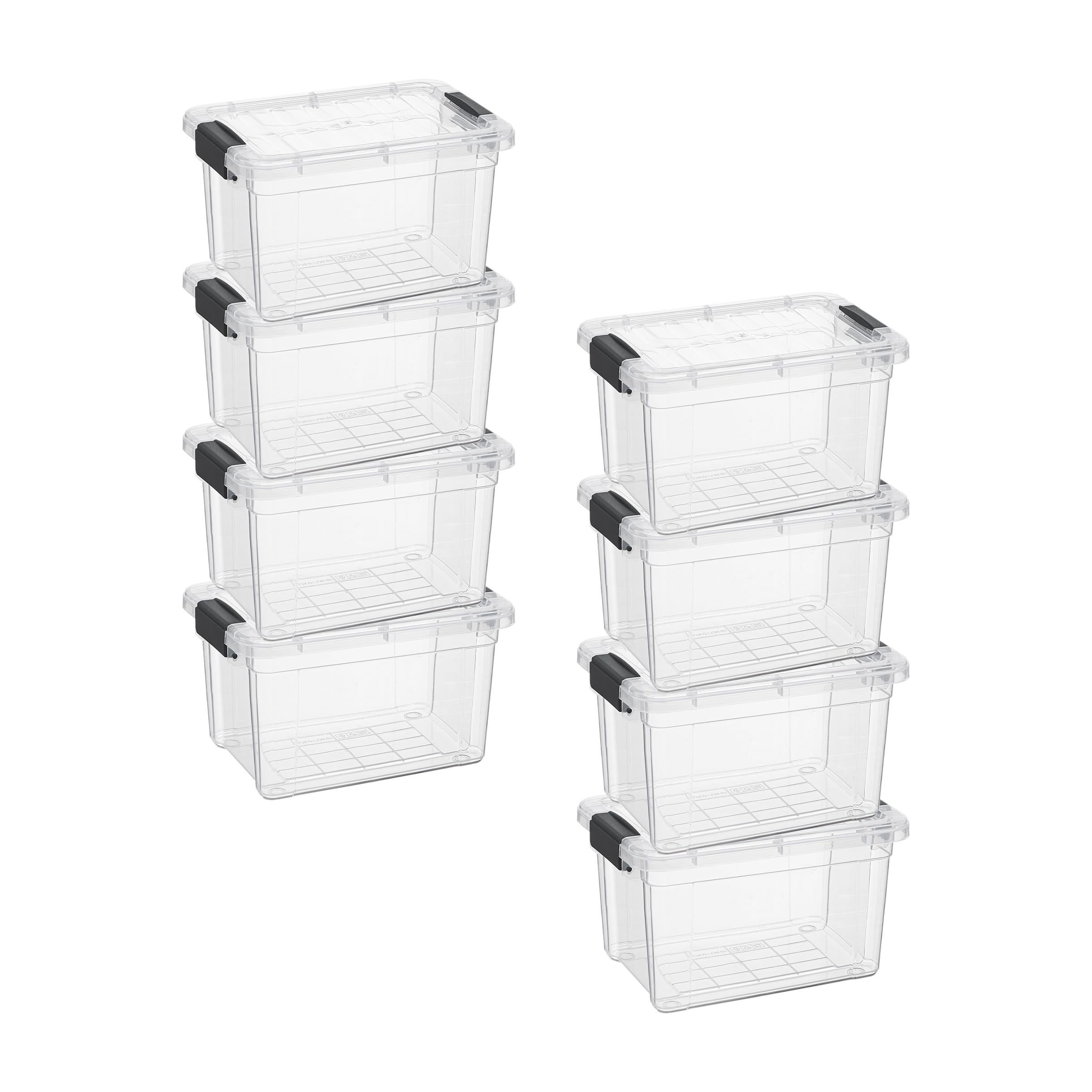 Superio 1.4 Quart Mini Clear Plastic Storage Container with Lid, Stackable Small Organizer Box for Crayons, Art Supplies, Beads, Sewing, Stationery &amp; Food Storage, 8 Pack