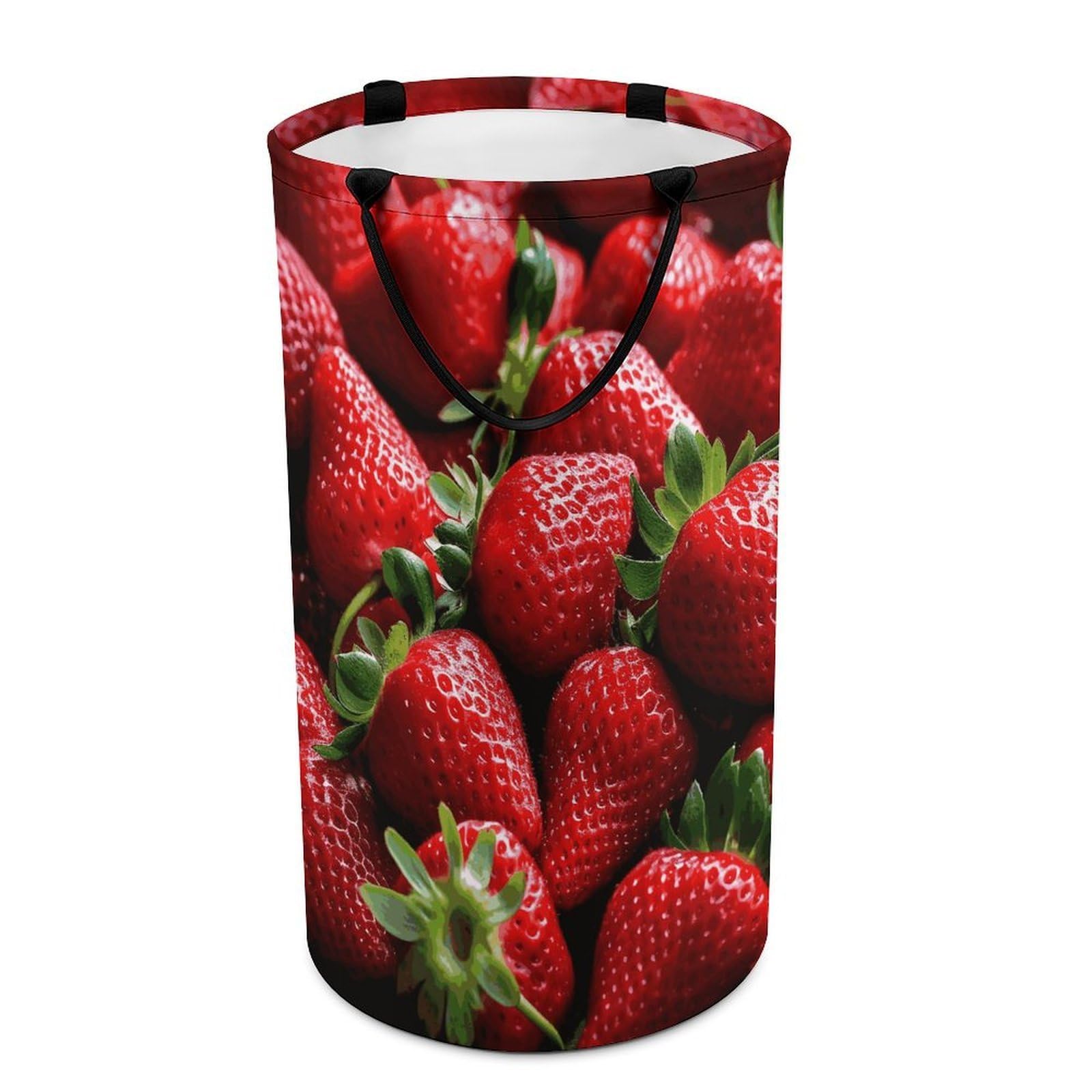 Fresh Strawberries Laundry Basket Freestanding Laundry Hamper with Handles Waterproof Dirty Clothes Hamper Collapsible Washing Bin Aesthetic Clothes Basket for Bathroom Bedroom Dorm