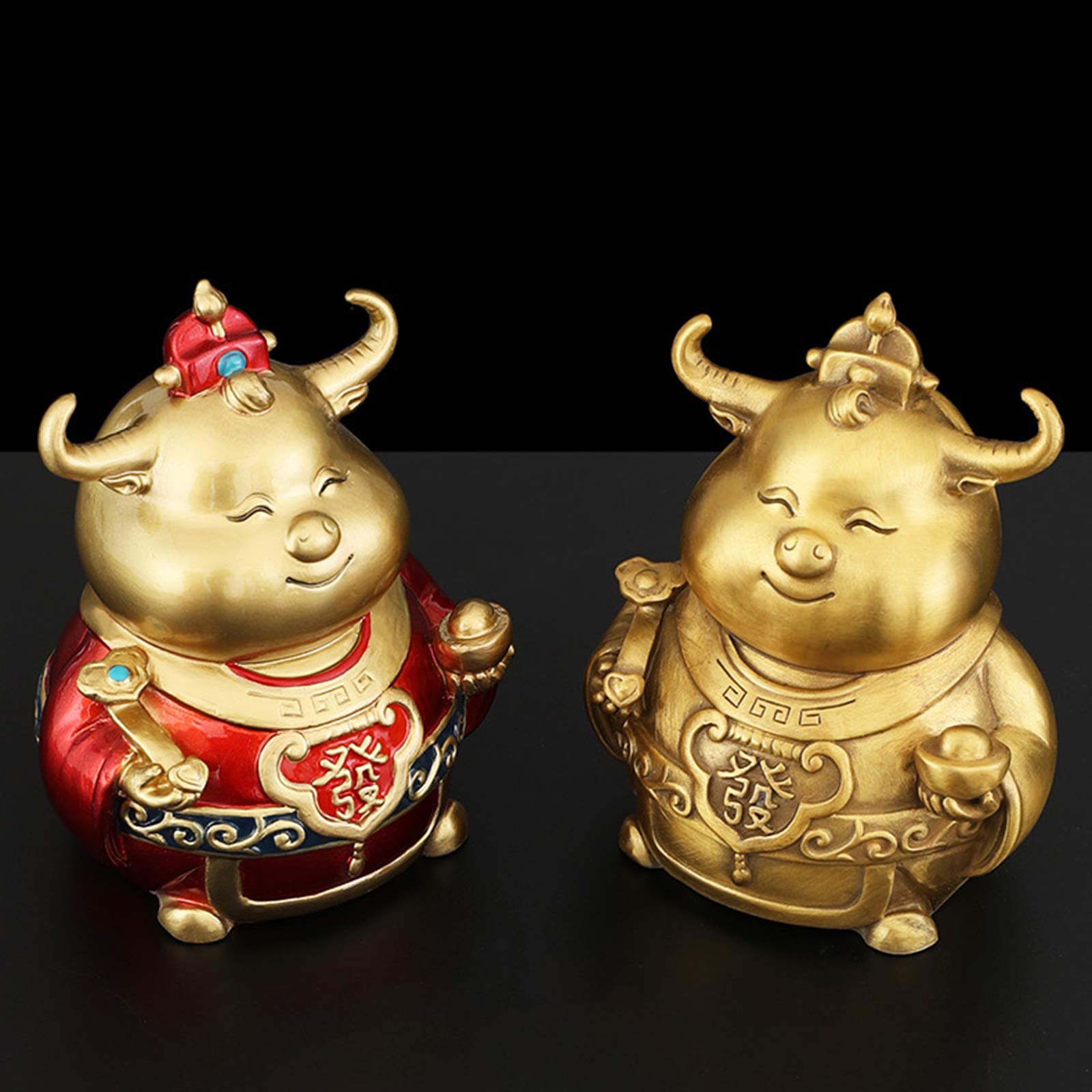 Latón Figura Colección,Animal Estatua Decoración,Figurilla De Bronce De Fengshui Coleccionable,Riqueza Suerte Animal Escultura 4 Pulgadas para Oficina Decoración del Hogar-B 4 * 2.8 * 2.4inch