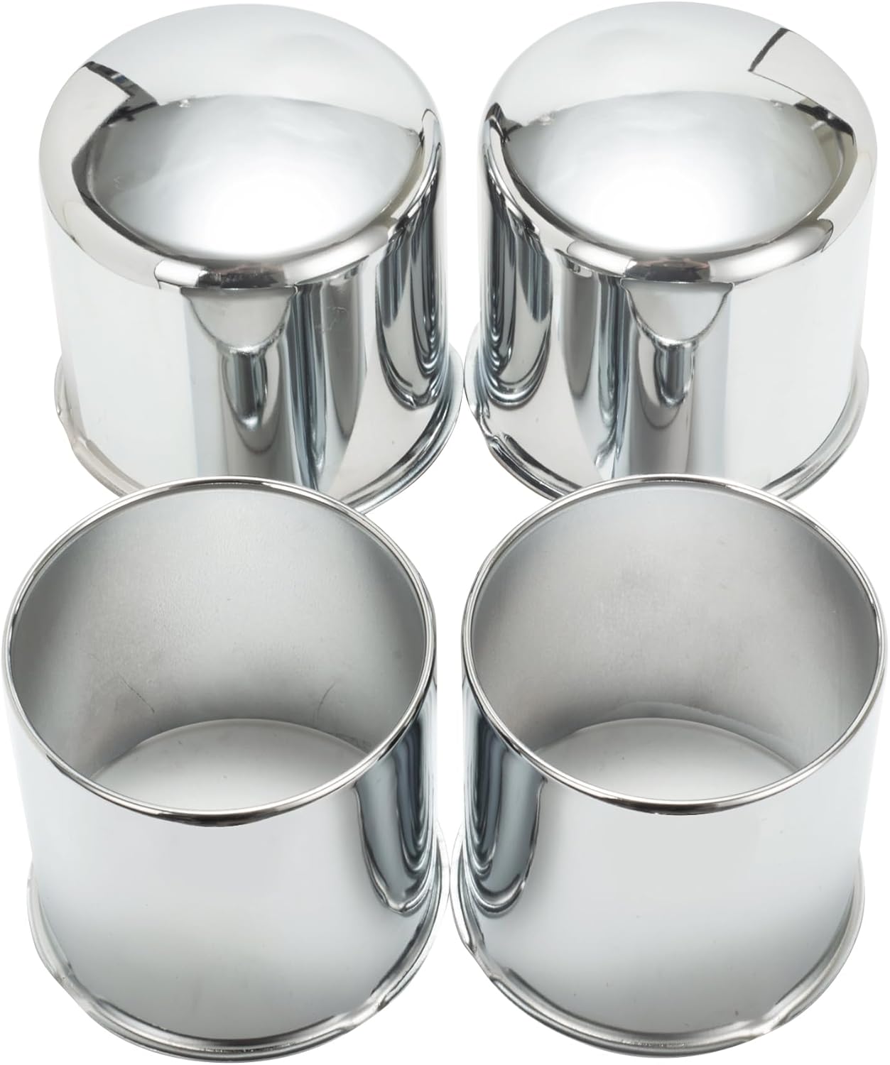 4Pcs 5.15inch Trailer Wheel Center Caps Push Through Center Hub Cap for Truck SUV RV Wheel Rim, Combination of Domed and Open End Chrome Wheel Hub Covers