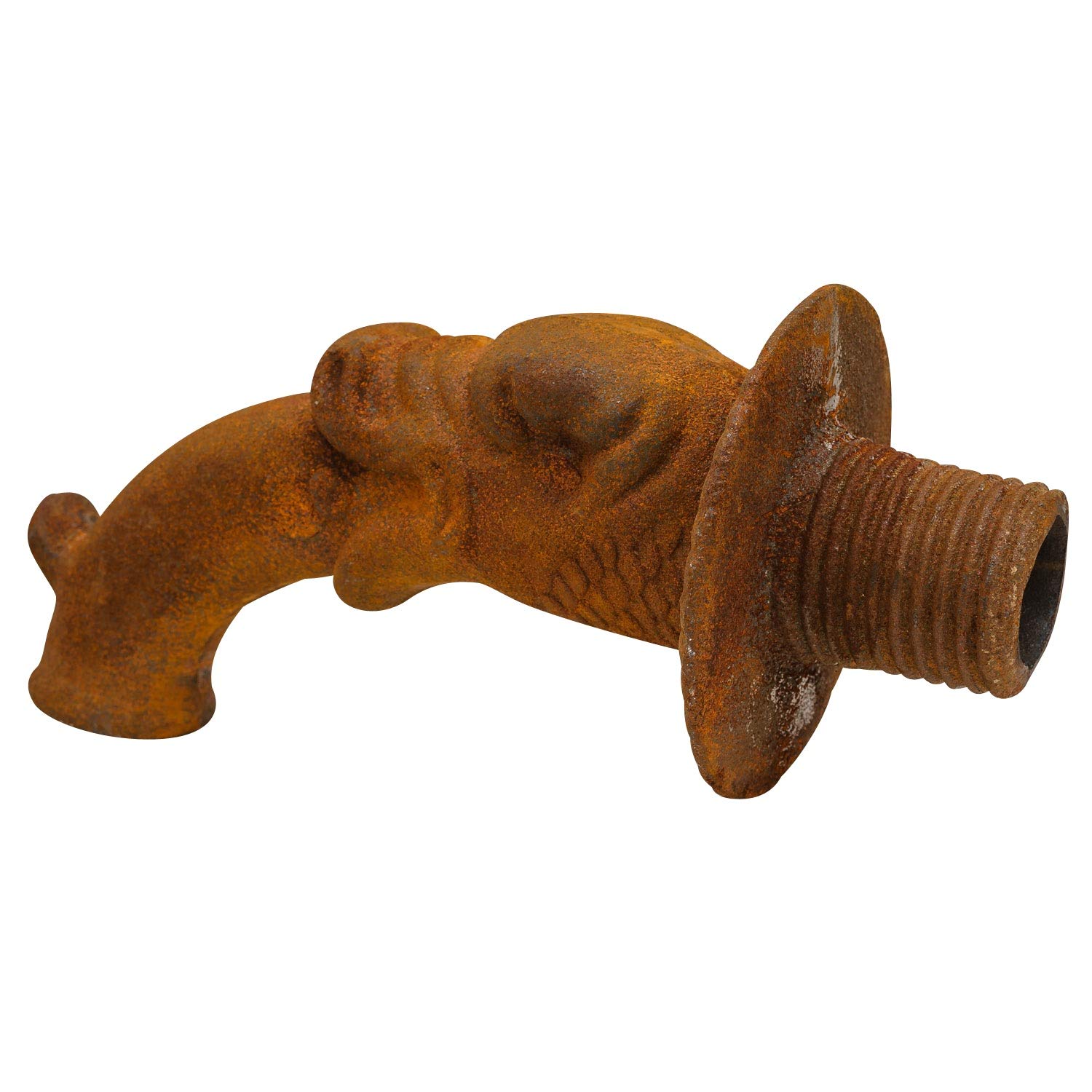 aubaho Gargouille Bec de Fontaine Fer Jardin Style Antique 32cm Poisson pêche