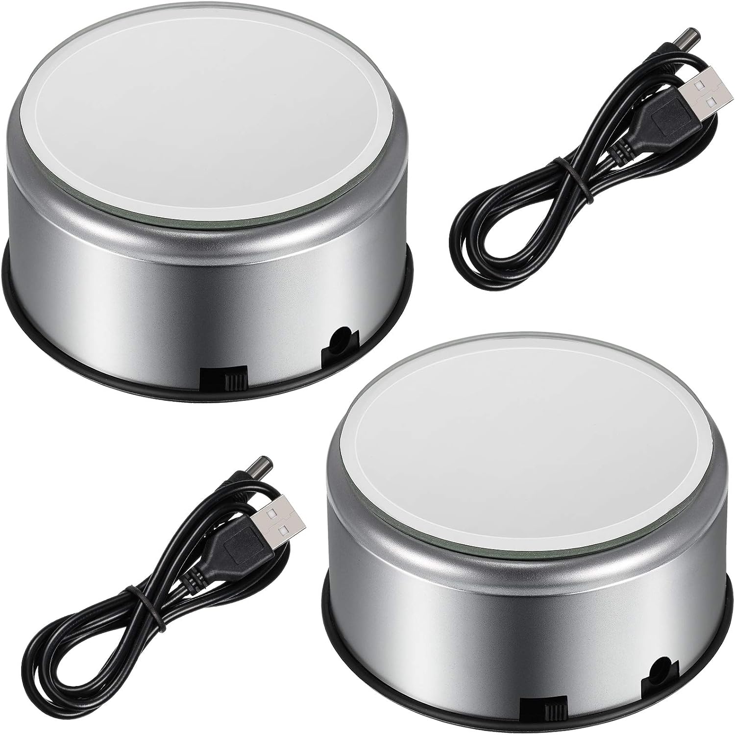 Display Stand Turner 360 Degree Rotating Display Base Turntable Display Stand with USB Power Cable for Epoxy Glitter Tumblers (2 Pieces)