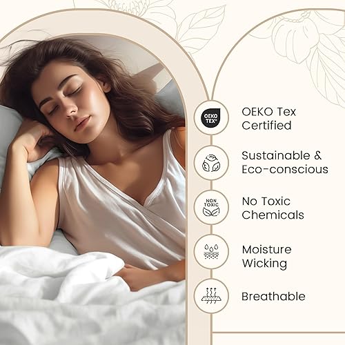 Miniatura 2 de Juego de sábanas de 100 % algodón egipcio, tejido satinado de 800 hilos, 3 piezas, juego de sábanas y fundas de almohada, totalmente elásticas,