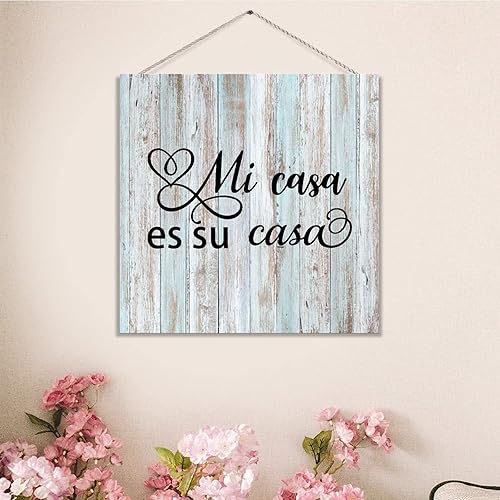 Letrero de madera rústica para colgar en la casa de campo español, placa colgante de madera rural, letrero decorativo de madera con texto vintage