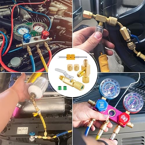 Miniatura 10 de Camiseta de acceso rápido al acoplador, adaptador en T de acoplador rápido de núcleo de válvulas de 14 pulgadas con conector giratorio para colector