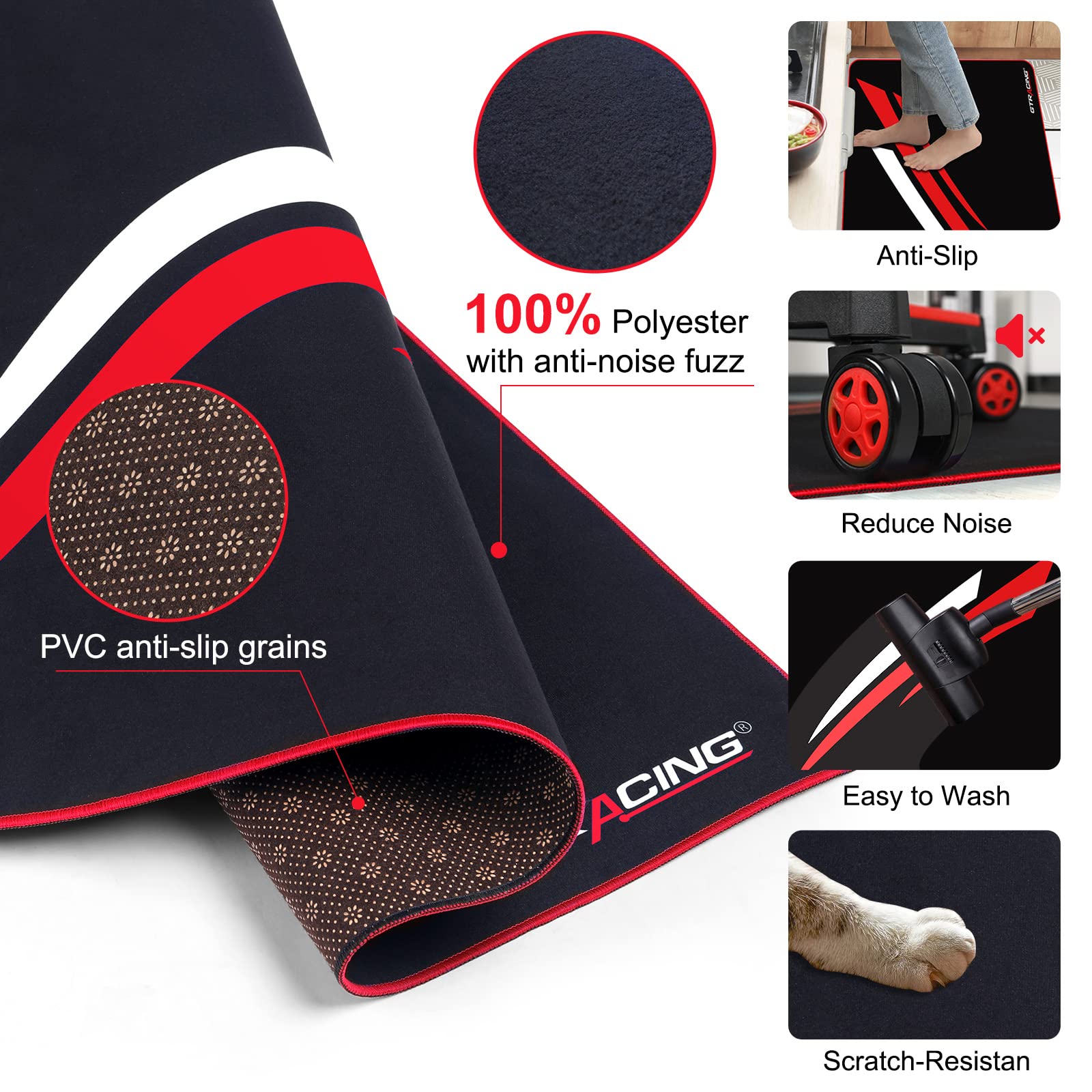 GTRACING Gaming Chair Mat For Hardwood Floor 47 X 39