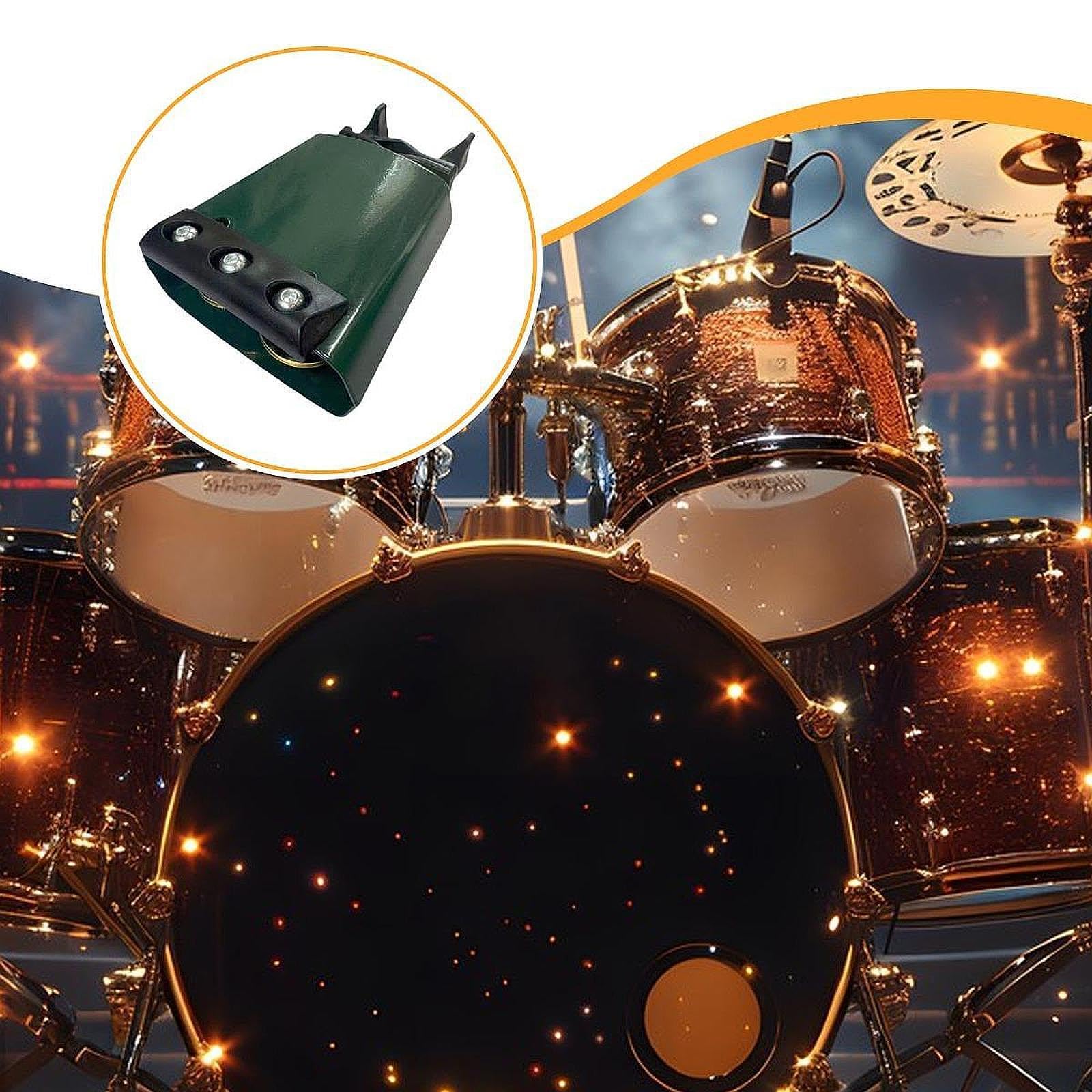 Cowbell für Schlagzeug Set mit Stummschaltleiste Metall Schlagzeug Aufsatz Percussion Instrument 4 Zoll Noise Maker für Sportveranstaltungen Grün