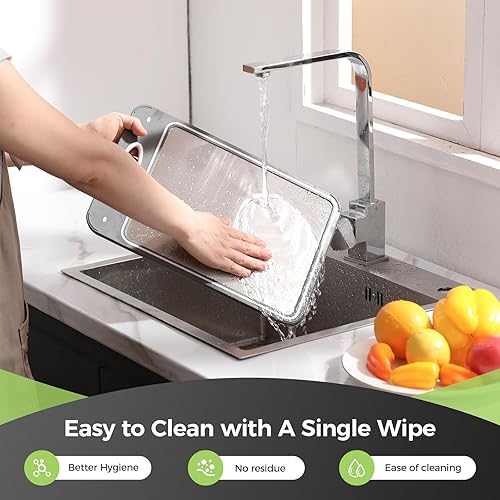 Miniatura 8 de Tabla de cortar de acero inoxidable para cocina no tóxica, tabla de cortar de acero de doble cara de 14 x 9.5 pulgadas, metal para carne, pescado y